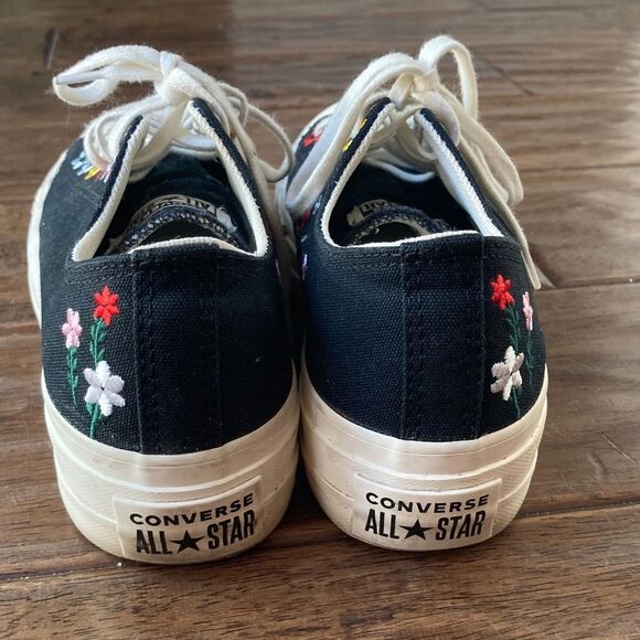 CONVERSE Star Lift Platform Low Floral Embroidered Sneakers Womens size 7 - Picture 11 of 14